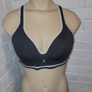 Danskin Black Sports Bra with Cream Trim Accents
